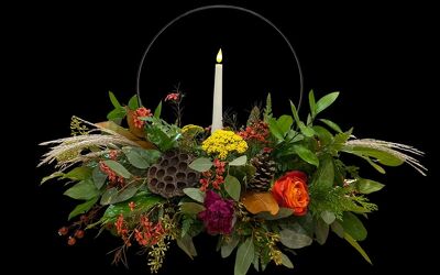 Circle of Light Centerpiece with Flowers from Hastings Flower Co in Hastings, MN
