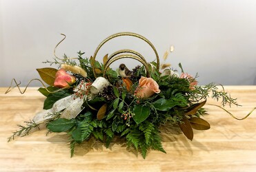 Golden Rings Centerpiece from Hastings Flower Co in Hastings, MN