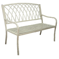Vintage White Outdoor Bench from Hastings Flower Co in Hastings, MN