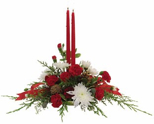 Taper Candle Christmas Centerpiece from Hastings Flower Co in Hastings, MN